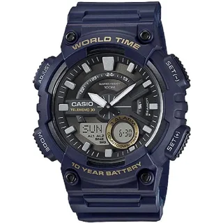 ساعت مچی مردانه Casio مدل AEQ-110W-2A | بند رزین آبی با صفحه مشکی| اسپرت