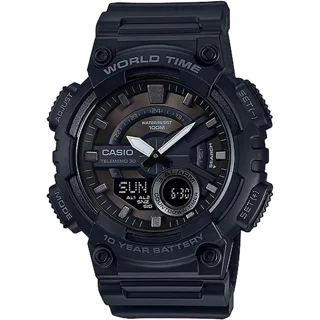 ساعت مچی مردانه Casio مدل AEQ-110W-1B | بند رزین مشکی با صفحه مشکی| اسپرت