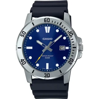 ساعت مچی مردانه کاسیو Casio MTP-VD01-2E – بند سیلیکون مشکی، صفحه سورمه ای، اسپرت روزمره
