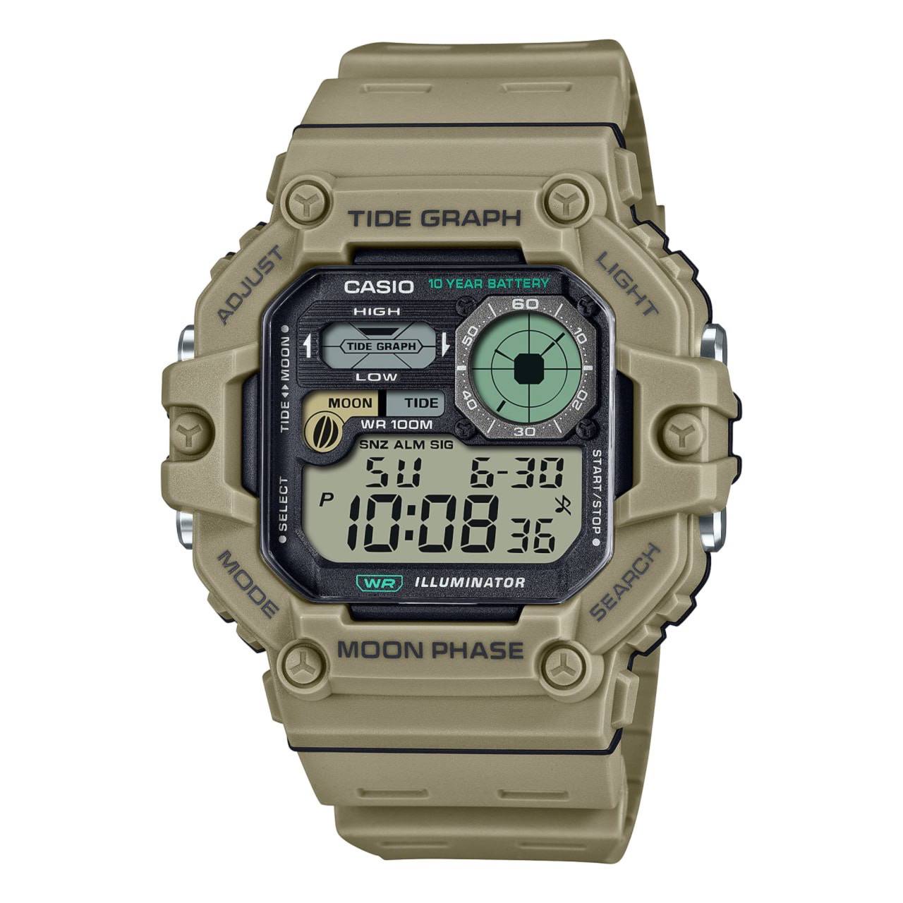 ساعت مچی مردانه Casio مدل WS-1700H-5AVDF | بند رزینی سبز زیتونی ،دیجیتال | اسپرت و مقاوم