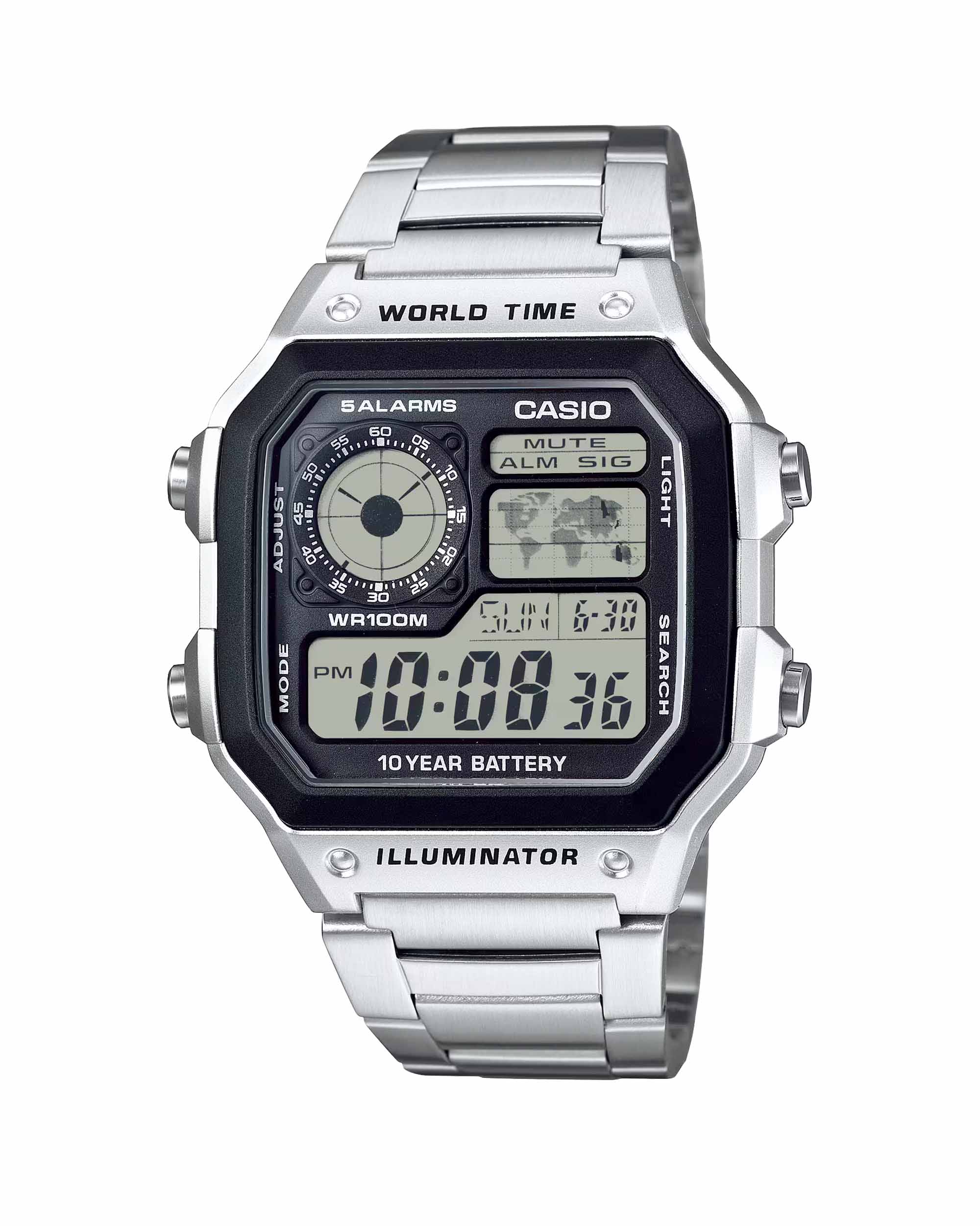 ساعت مچی مردانه Casio مدل AE-1200WHD-1AVDF | بند استیل، دیجیتال | چند زمانه و مقاوم