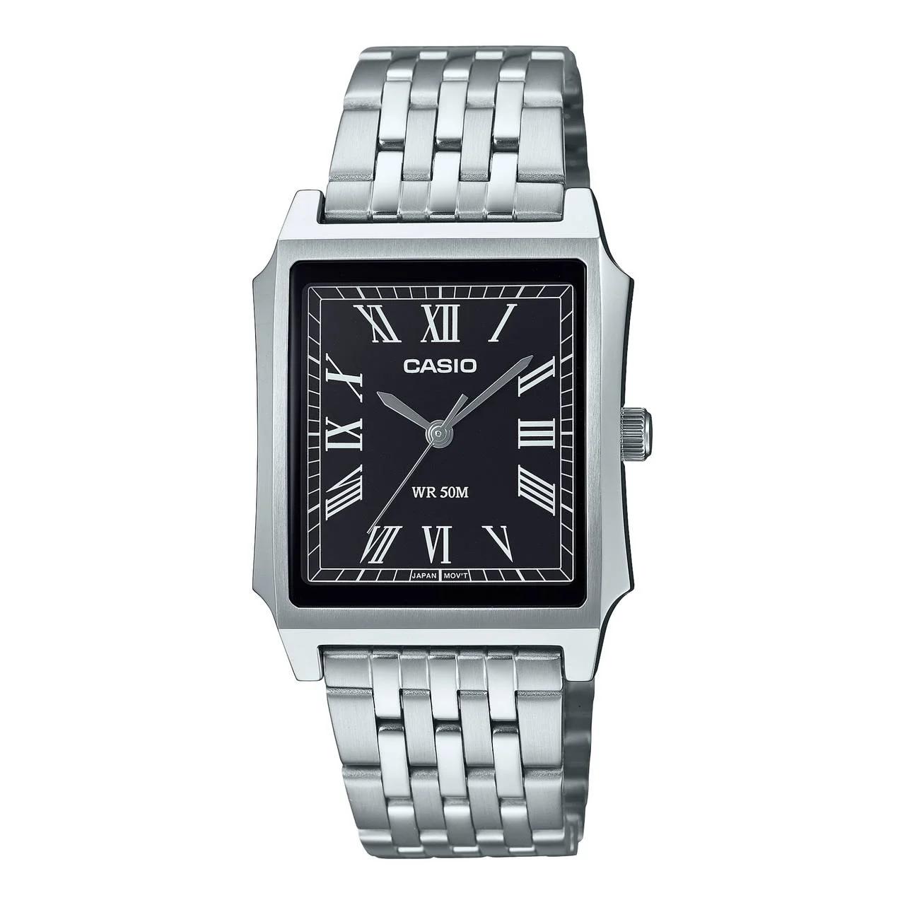 ساعت مچی مردانه کاسیو Casio MTP-B190D-1B | بند استیل نقره‌ای، صفحه مشکی | کلاسیک و رسمی