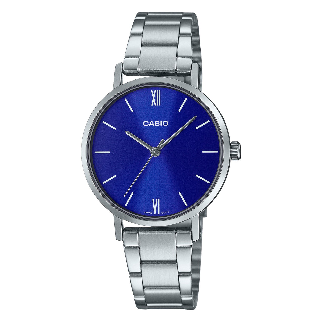 ساعت مچی زنانه Casio مدل LTP-VT02D-2AUDF | بند استیل نقره ای و صفحه آبی اسپرت