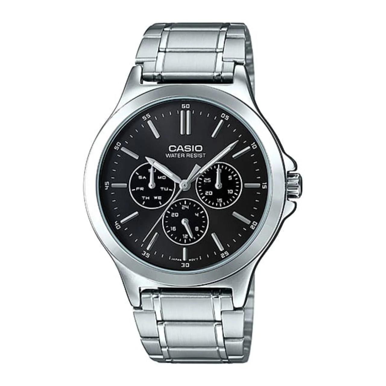 ساعت مچی مردانه کاسیو Casio MTP-V300D-1A | بند استیل، صفحه مشکی مینیمال و کلاسیک
