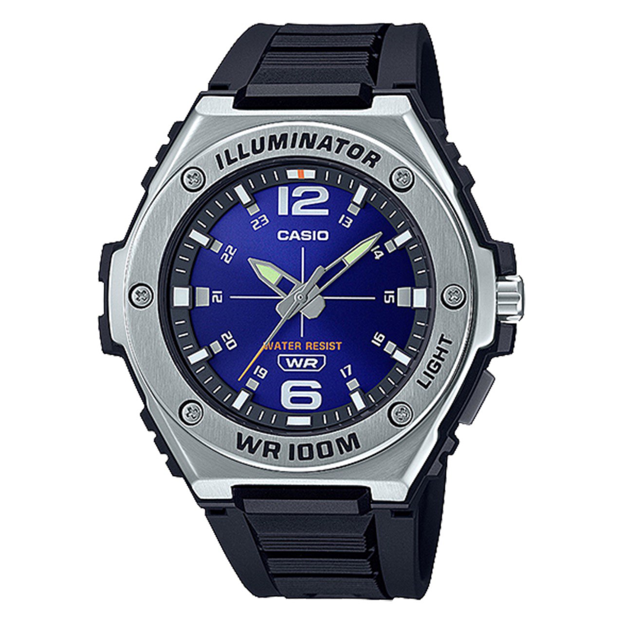 ساعت مچی مردانه Casio مدل MWA-100H-2AVDF | بند رزینی مشکی و صفحه آبی اسپرت
