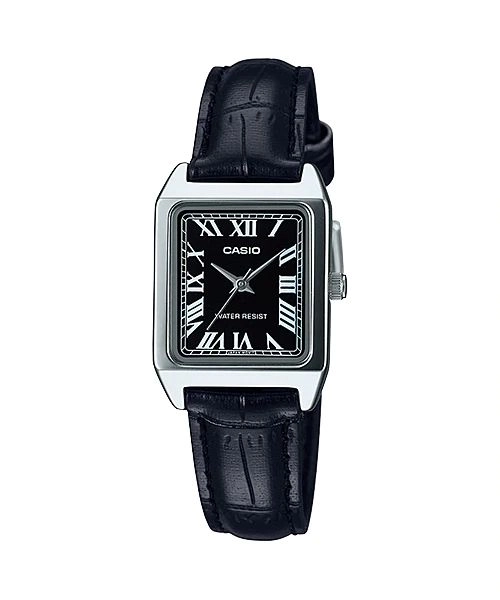 ساعت مچی زنانه Casio مدل LTP-V007L-1B | بند چرم مشکی ،صفحه مشکی  | کلاسیک