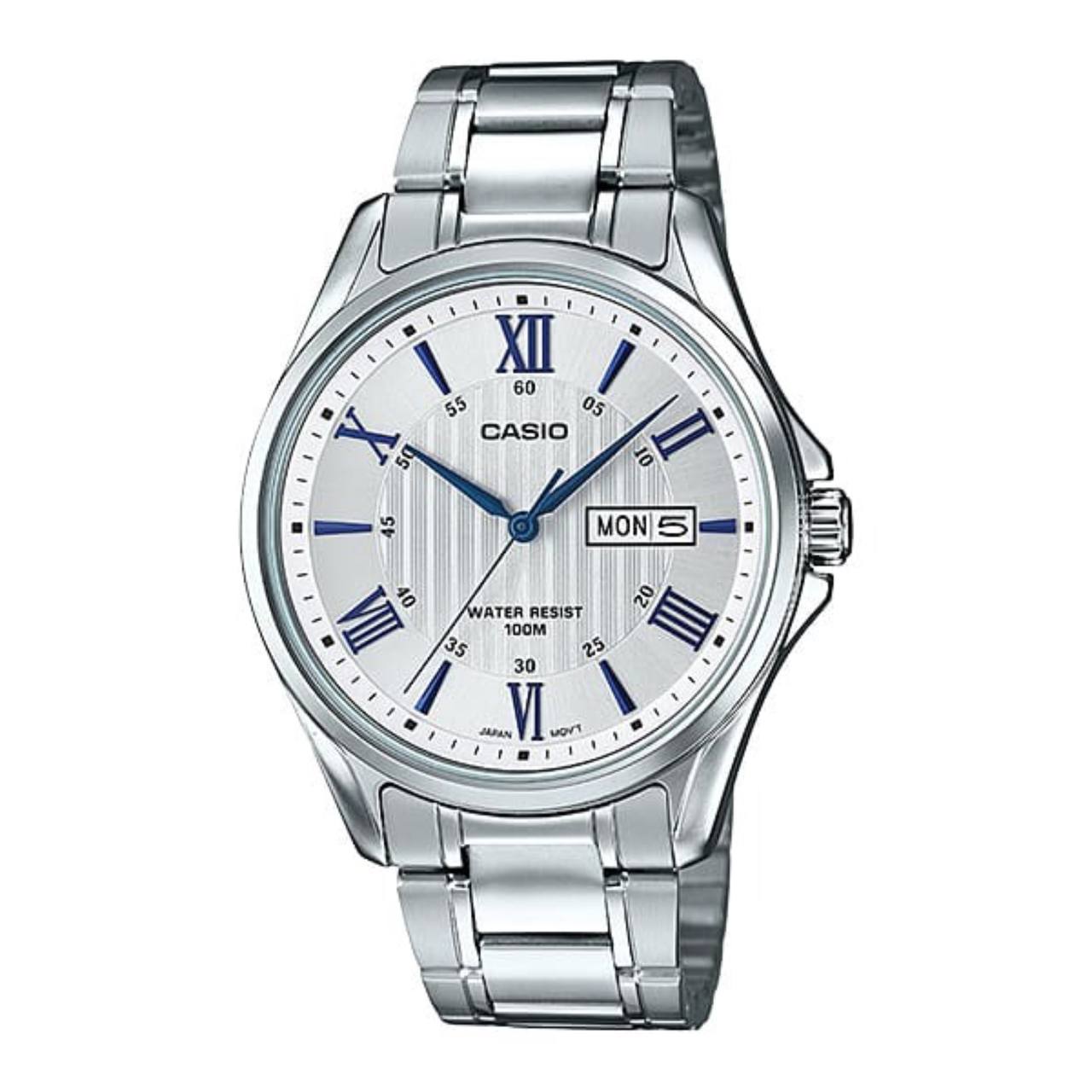 ساعت مچی مردانه Casio مدل MTP-1384D-7A2 | بند استیل نقره‌ای و صفحه سفید کلاسیک