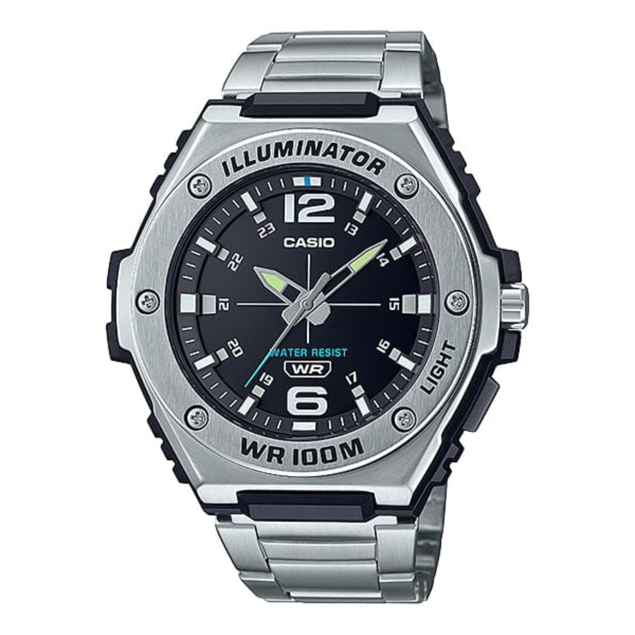 ساعت مچی مردانه Casio MWA-100HD-1A | بند استیل نقره‌ای و صفحه مشکی