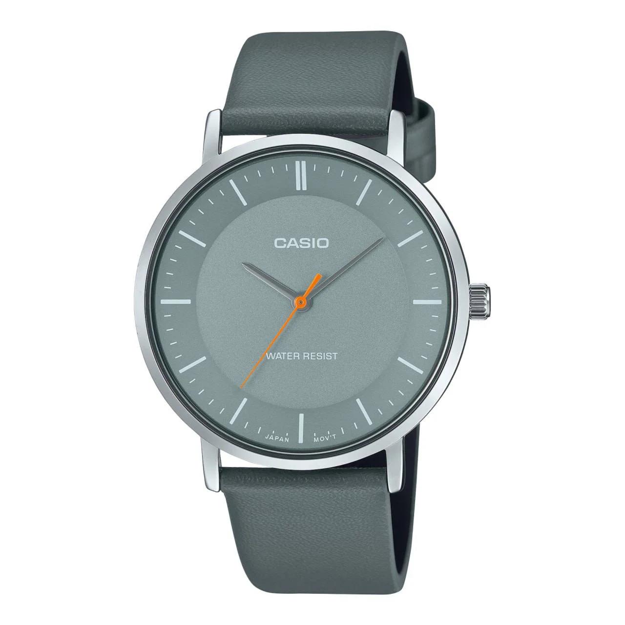 ساعت مچی مردانه Casio مدل MTP-VT04L-8EDF | بند چرم سبز با صفحه سبز| مینیمال