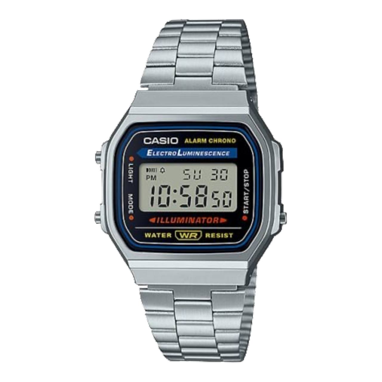 ساعت مچی دیجیتال کاسیو Casio A168WA-1WDF | بند استیل نقره‌ای، طراحی کلاسیک و نوستالژیک