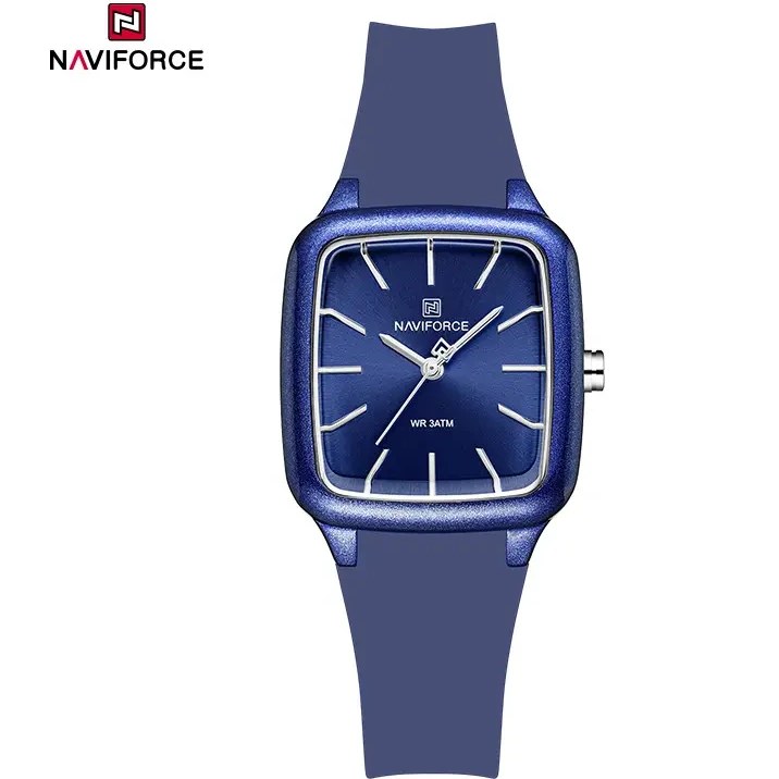 ساعت مچی زنانه Naviforce مدل NF5055 | بند سیلیکونی آبی، صفحه آبی | اسپرت