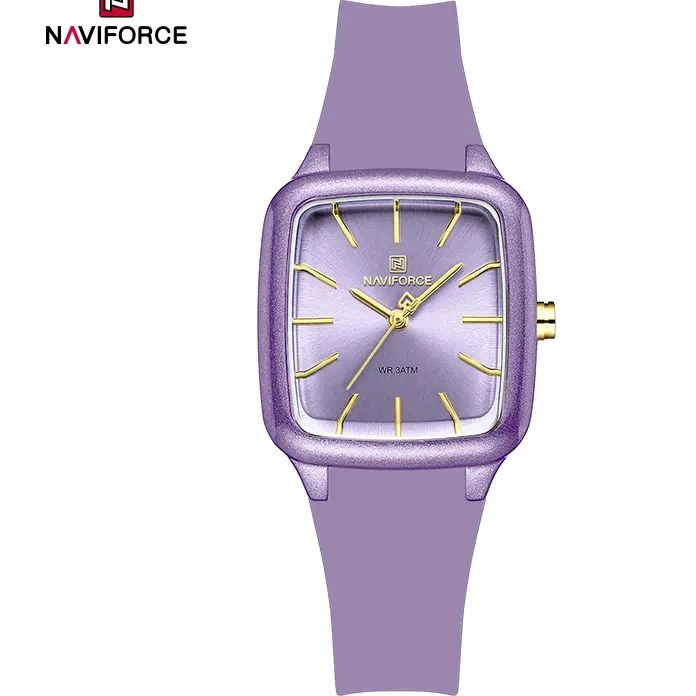 ساعت مچی زنانه Naviforce مدل NF5055 | بند سیلیکونی بنفش، صفحه بنفش | اسپرت