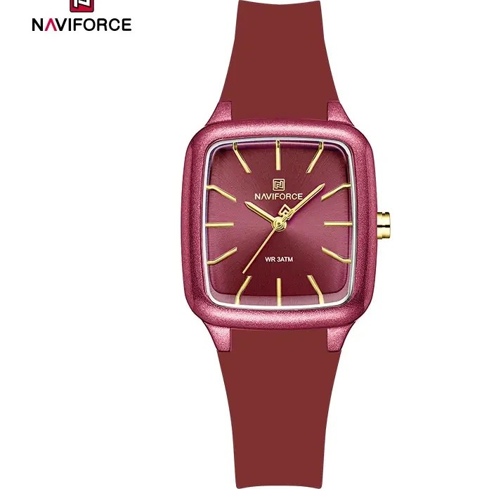 ساعت مچی زنانه Naviforce مدل NF5055 | بند سیلیکونی قرمز، صفحه قرمز | اسپرت