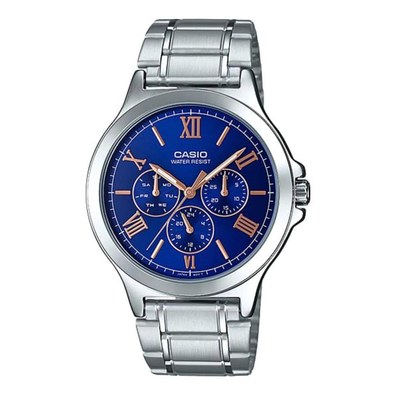 ساعت مچی مردانه کاسیو Casio MTP-V300D-2A | بند استیل، صفحه آبی مینیمال و کلاسیک