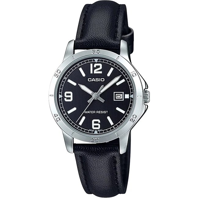 ساعت مچی زنانه کاسیو Casio MTP-V004L-1B | بند چرمی مشکی، صفحه مشکی کلاسیک و رسمی