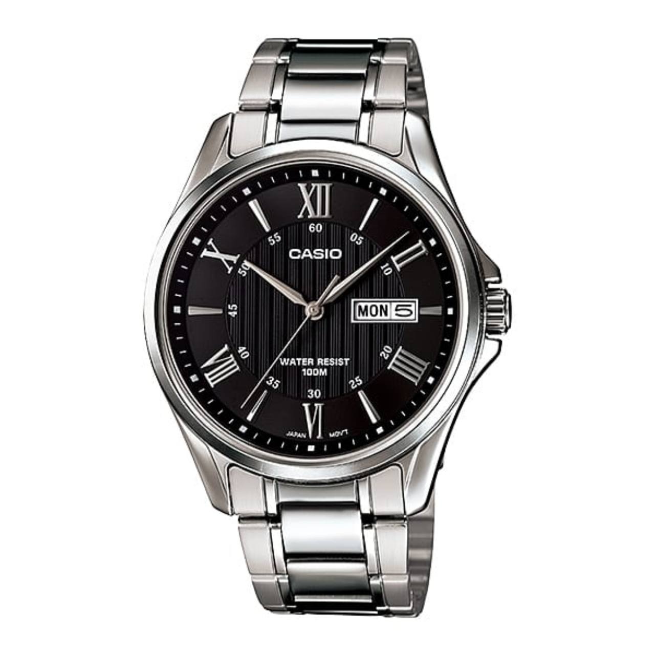 ساعت مچی مردانه Casio مدل MTP-1384D-1AVDF | بند استیل نقره‌ای و صفحه مشکی کلاسیک