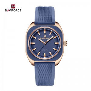 ساعت مچی زنانه Naviforce مدل NF5061 | بند سیلیکونی آبی، صفحه آبی| اسپرت
