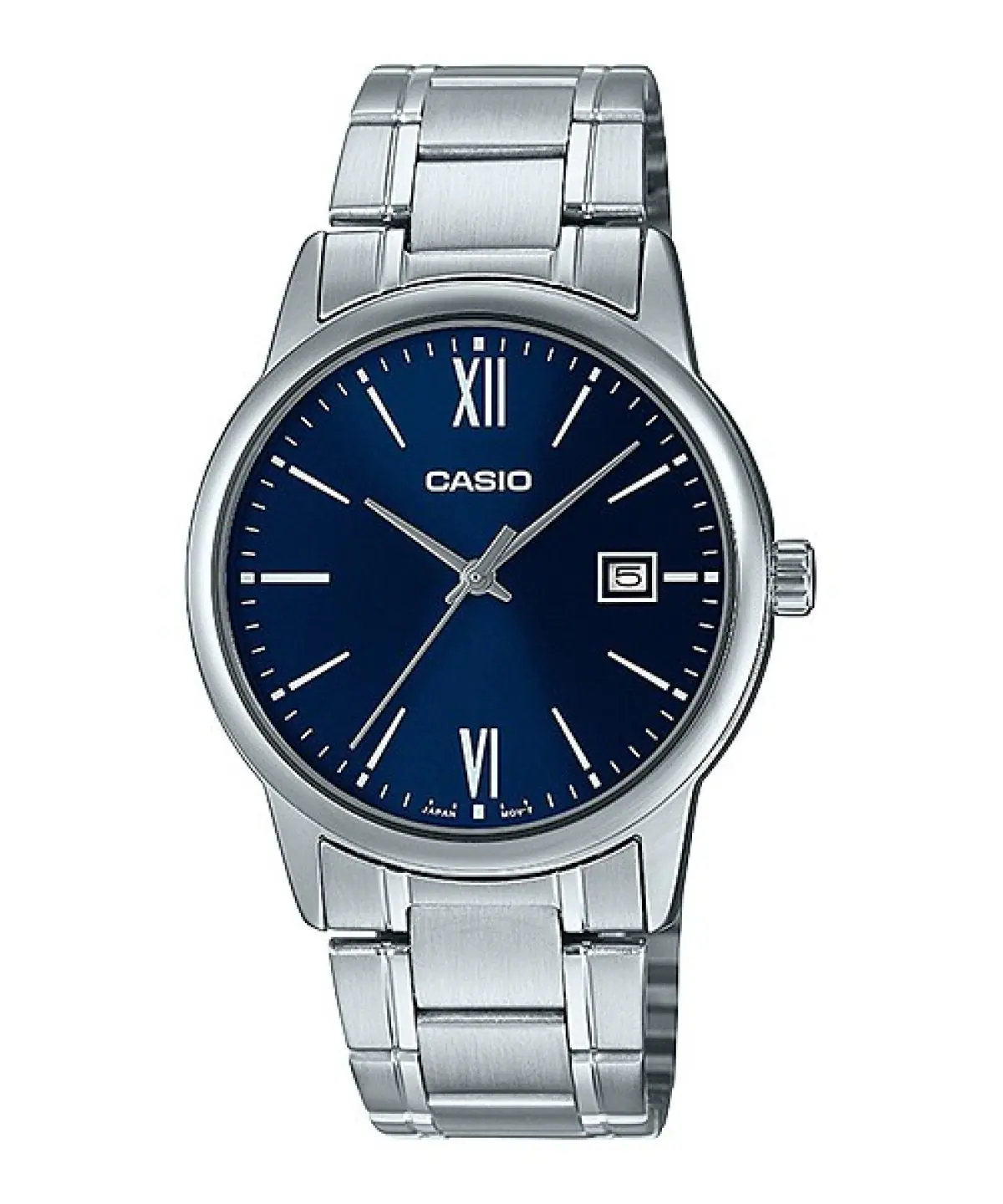 ساعت مچی مردانه کاسیو Casio MTP-V002d-2B3 | بند استیل نقره‌ای، صفحه آبی کلاسیک و رسمی
