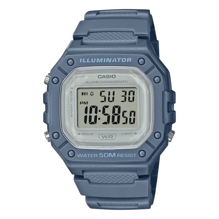 ساعت مچی Casio مدل W-218HC-2AVDF | بند رزینی آبی، دیجیتال | اسپرت و مقاوم