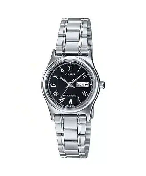 ساعت مچی زنانه Casio مدل LTP-V006D-1B | بند استیل نقره ای و صفحه مشکی | کلاسیک